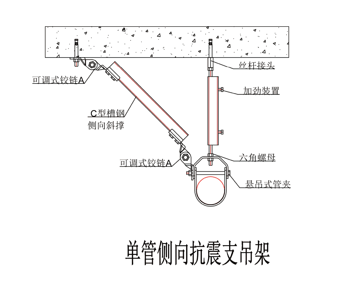 单管侧向抗震支吊架