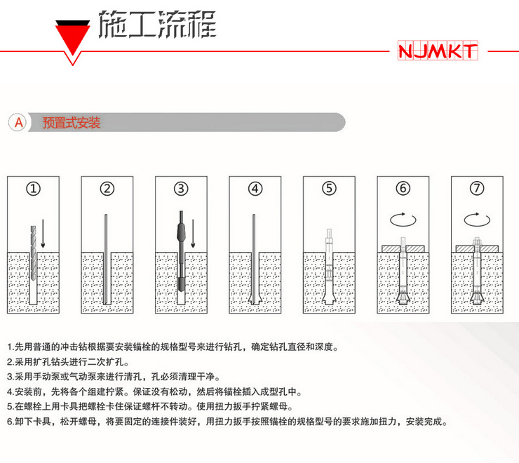 曼卡特模扩底锚栓 后锚固 螺丝 / 螺栓 钢结构地铁护栏幕墙锚栓