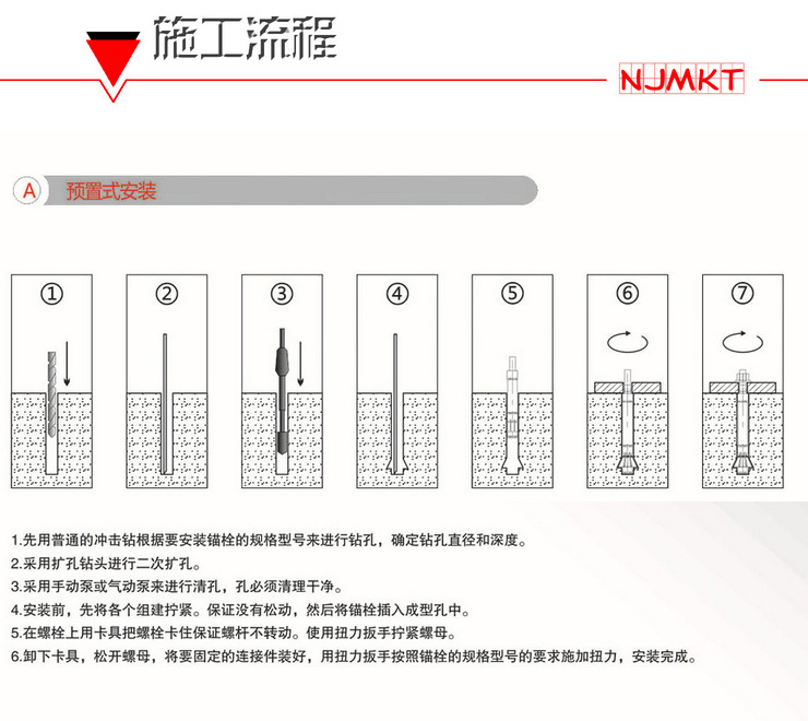 曼卡特模扩底锚栓 后锚固 螺丝 / 螺栓 钢结构地铁护栏幕墙锚栓