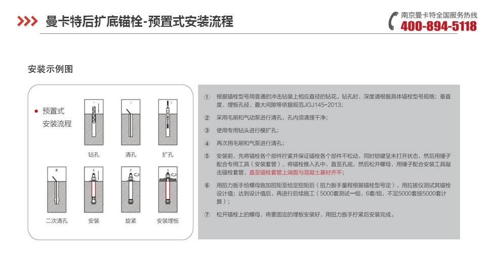 后扩底锚栓_19_曼卡特后扩底锚栓施工流程